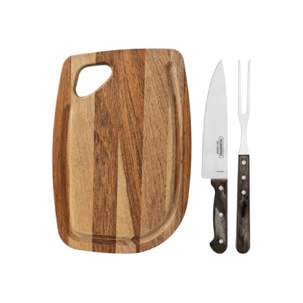 Kit Churrasco Tábua Caixa Faca Tramontina